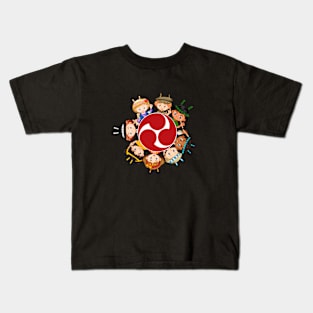 Colorful Taiko Kids Red Mitsudomoe Symbol Kids T-Shirt